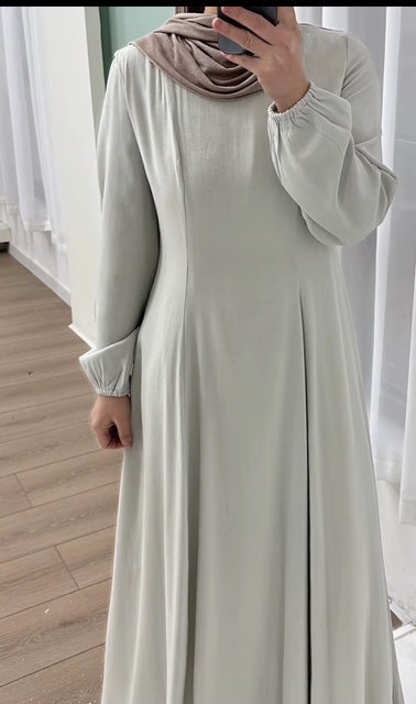 Lujain Balloon Sleeves Linen Abaya